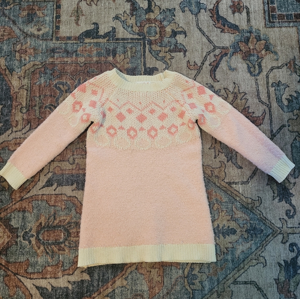 Cat And Jack Pink and Cream Knit Sweater Dress